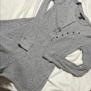 Gray Button-Up Knit Cardigan